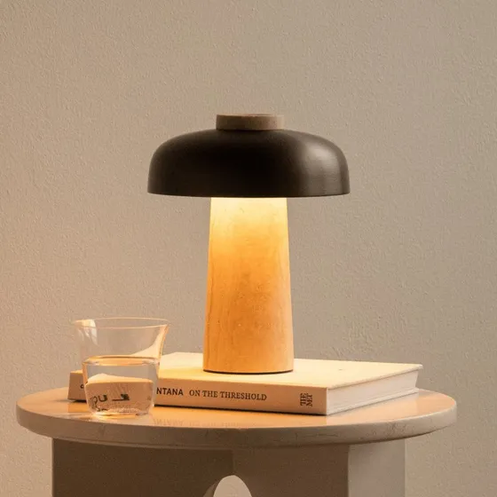 Audo Copenhagen Reverse Tafellamp - Travertijn & Brons - 24,5 cm