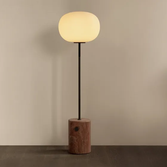 Audo Copenhagen JWDA Vloerlamp - Brons/Rood Travertijn - 130 cm
