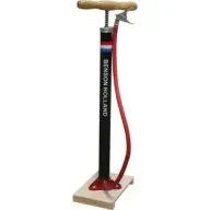 Benson Klassieke Fietspomp met Houten Voetplaat - Zwart/Rood