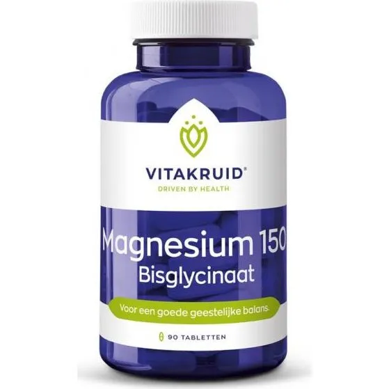 Vitakruid Magnesium 150 Bisglycinaat met 200mg L-Taurine 90 Tabletten