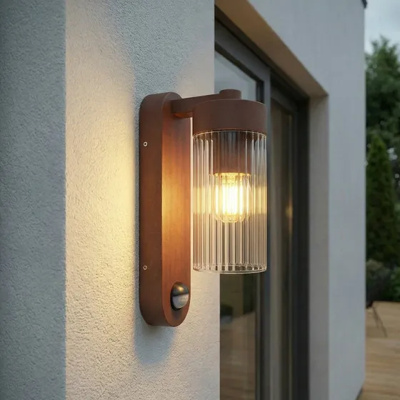 Lindby Kaliro Buitenwandlamp - Roest - 24 cm - Met Sensor
