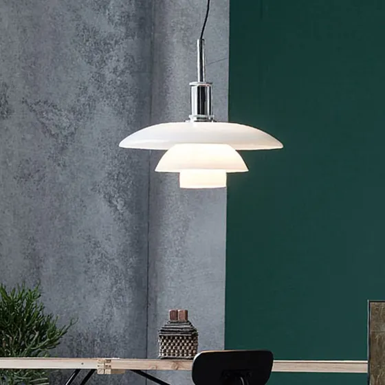 Louis Poulsen PH 3½-3 hanglamp Chroom/Opaalglas - Ø 33 cm