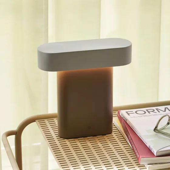 Hübsch Sleek Tafellamp - Bruin/Lichtgrijs - LED