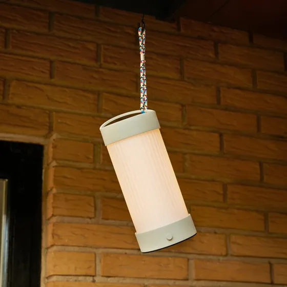 Hübsch Camp LED Tafellamp - Zand - Glas & IJzer