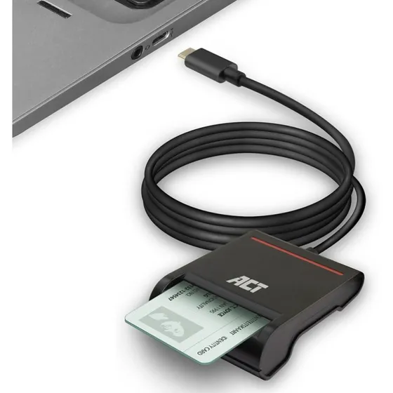 ACT Externe USB-C Smartcard eID Kaartlezer, zwart (AC6020)