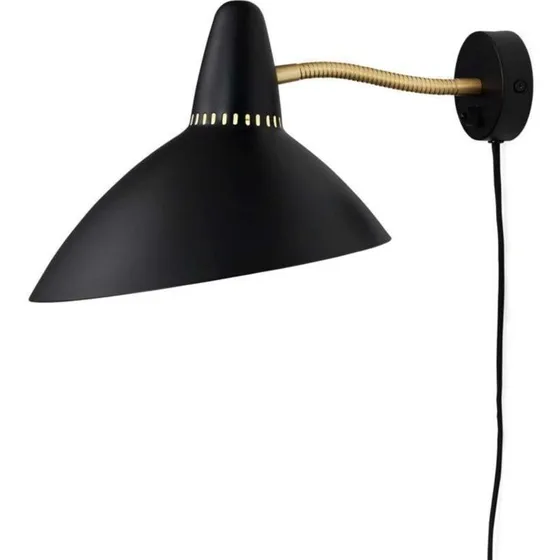 Warm Nordic Lightsome wandlamp - Zwart - Messing detail