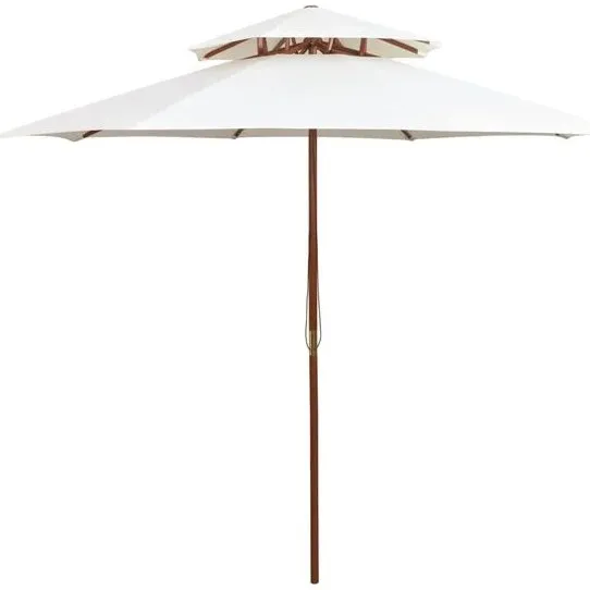Dubbeldekker Parasol 270x270 cm Houten Paal Crmewit