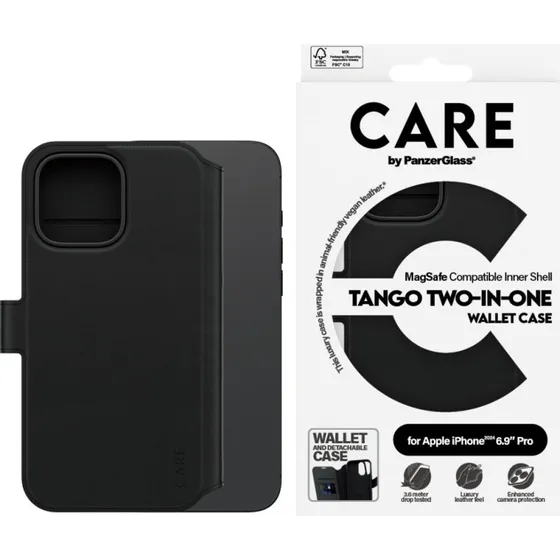 CARE by PanzerGlass Tango 2-in-1 MagSafe Wallet Case iPhone 16 Pro Max - Black