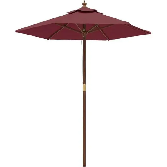 vidaXL Parasol met houten paal 196x231 cm bordeauxrood