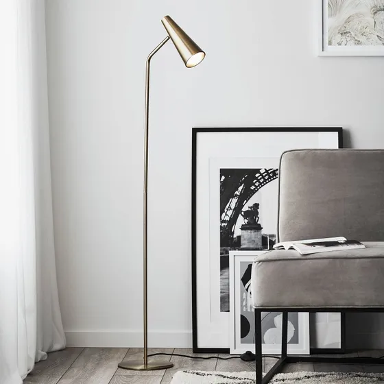 Markslöjd Peak Vloerlamp - Antiek Messing - Variabele Leeslamp