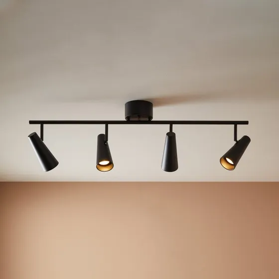Markslöjd Crest 4 Plafondlamp Zwart - Modern Metaal