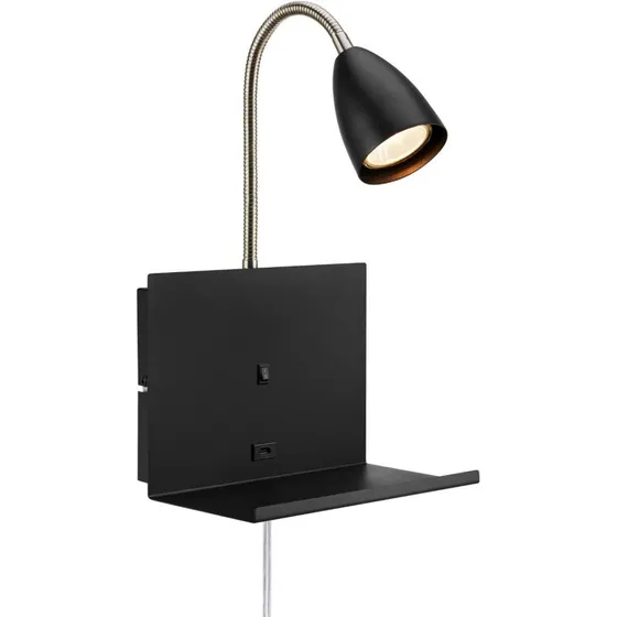 Markslöjd Cuarto Wandlamp Zwart - 30 cm met USB-poort