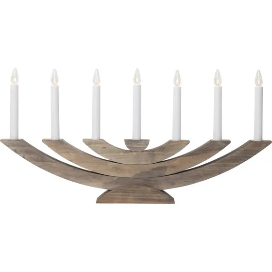 Star Trading Navida Houten Raamkandelaar - 7 Lichtjes - Bruin