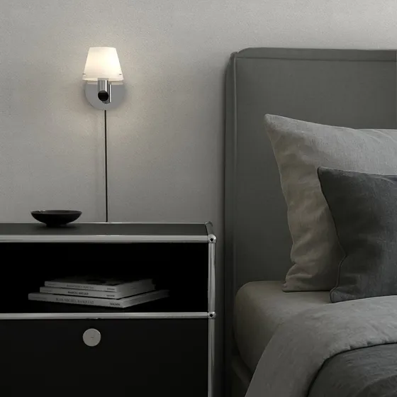 Herstal Gil wandlamp - Chroom - Ø 10 cm - Opaalglas