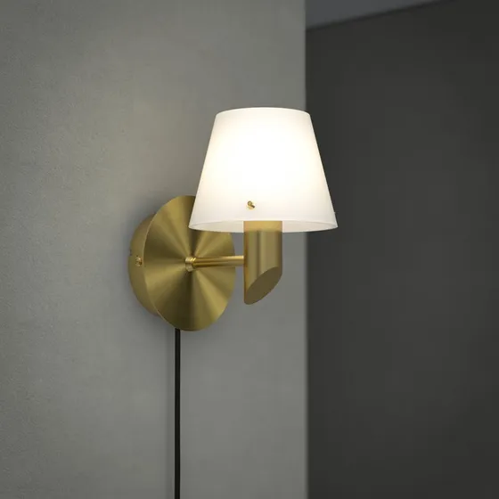 Herstal Gil Wandlamp - Messing & Opaalglas - Ø 10 cm