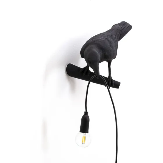 Seletti Bird Lamp Looking Left - Wandlamp Zwart