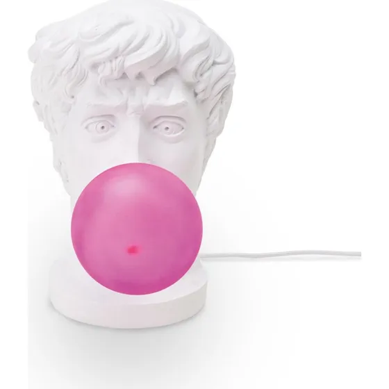 Seletti Wonder Times Tafellamp - Witte Buste met Roze Kauwgom