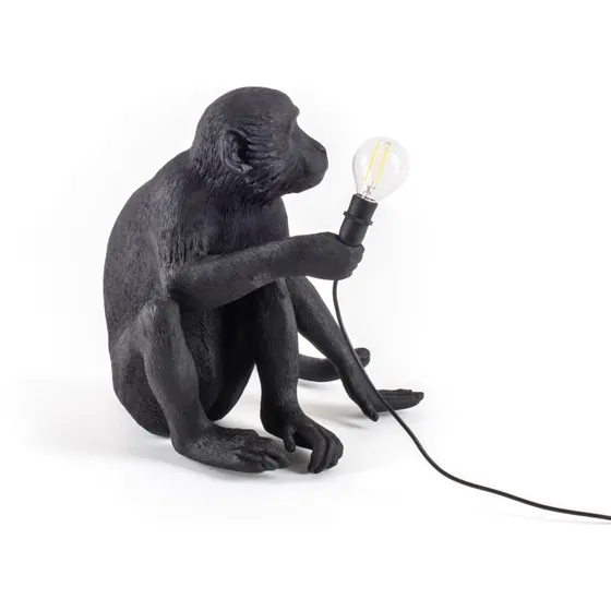 Seletti Monkey Sitting Buiten Tafellamp Zwart