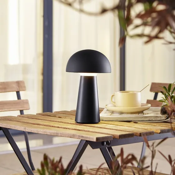 Lindby Zyre LED Tafellamp - Oplaadbaar, Zwart, IP44