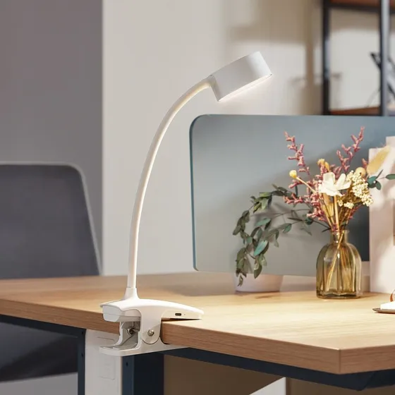Lindby Maori LED Klemlamp Wit - Dimbare & Oplaadbare Tafellamp
