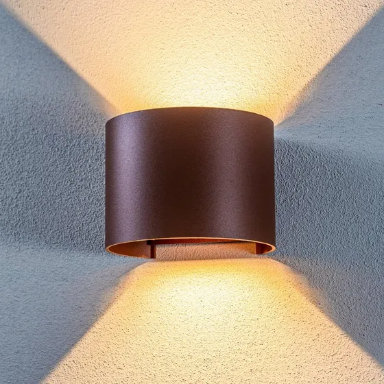 Lindby Nivar LED Buitenwandlamp - Rond - Roest - Metaal - IP54