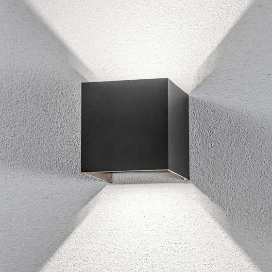 Lindby Nivar Square LED Buitenwandlamp - Zwart - Hoekig