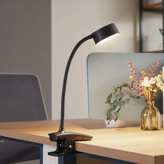 Lindby Maori LED Klemlamp Zwart - Draadloos & Dimbbaar
