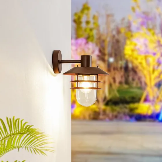 Lindby Meliora Buitenwandlamp - Roestbruin - IP44 - E27