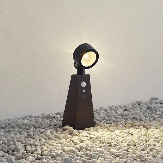Lindby Raide LED Zonnecellamp met Sensor - Zwart - Aluminium
