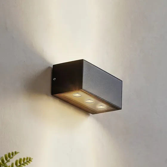 Lucande Selim LED Buitenwandlamp - Zwart - 15,3 cm