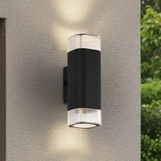 Lindby Halvar Buitenwandlamp, Zwart, 24 cm, 2 x GU10, IP65
