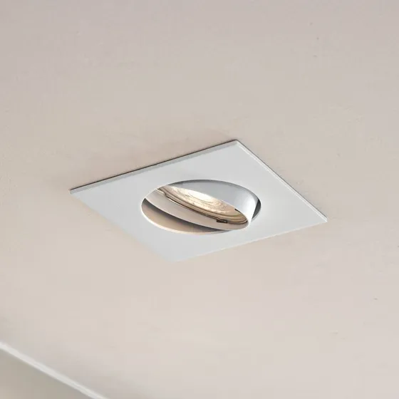 PRIOS Fibur Inbouwlamp, Wit, 9 cm, GU10, Zwenkbaar