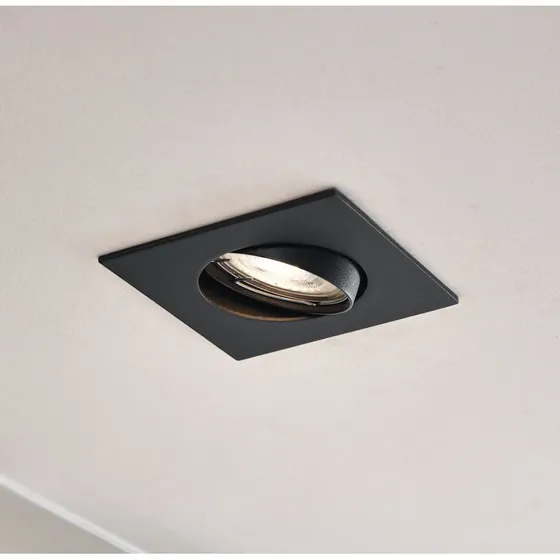 PRIOS inbouwlamp Fibur, zwart, 9 cm, GU10, zwenkbaar