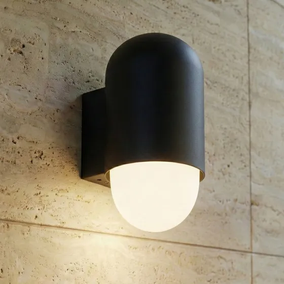 Lindby Pilva Buitenwandlamp - Zwart Aluminium - IP44 - E27