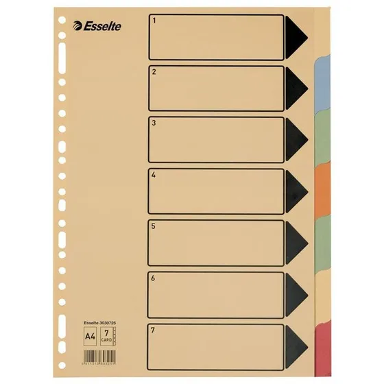 Esselte Tabbladen A4 Karton 7 Tabs 23 Gaten