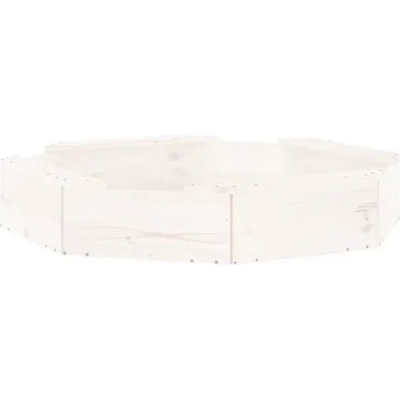 vidaXL Zandbak achthoekig met bankjes massief grenenhout wit