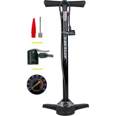 Dunlop Fietspomp met Drukmeter - Zwart - Voor Presta, Schrader & Dunlop
