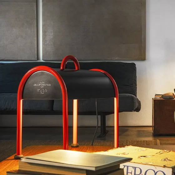 Stilnovo Valigia LED-tafel- en staande lamp - Rood/Zwart