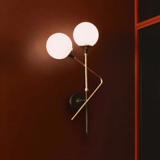 Stilnovo Galassia wandlamp, goudkleurig, 2-lichts