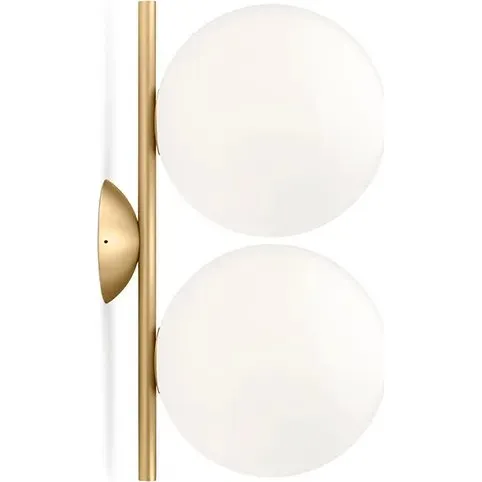 Flos IC Lights C/W1 Double Wandlamp - Geborsteld Messing/Opaal