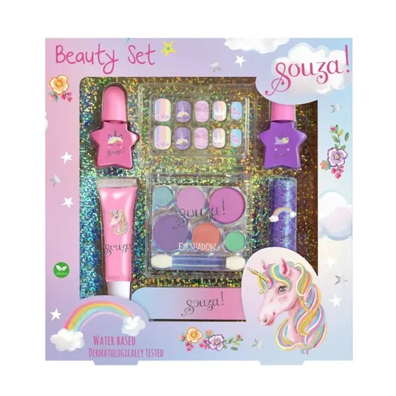 Souza Unicorn Beauty Set Kindermake-up met oogschaduw, lipgloss & nagellak