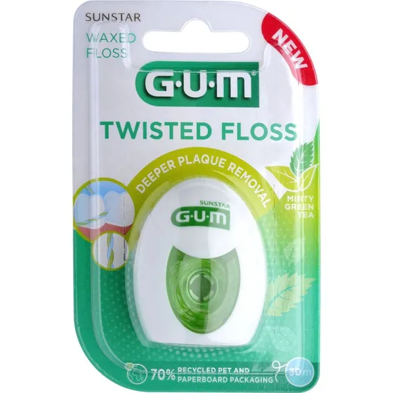 GUM Twisted Floss Minty Green Tea 30m