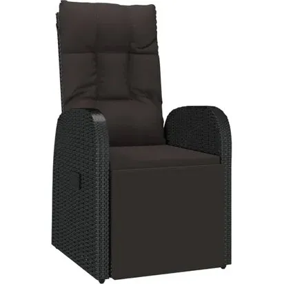 Braun Tuinstoel verstelbaar met kussen poly rattan zwart