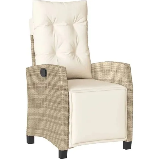 vidaXL Tuinstoel verstelbaar met voetensteun beige