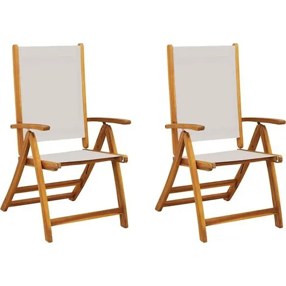 vidaXL Tuinstoelen inklapbaar 2 st acaciahout & textileen