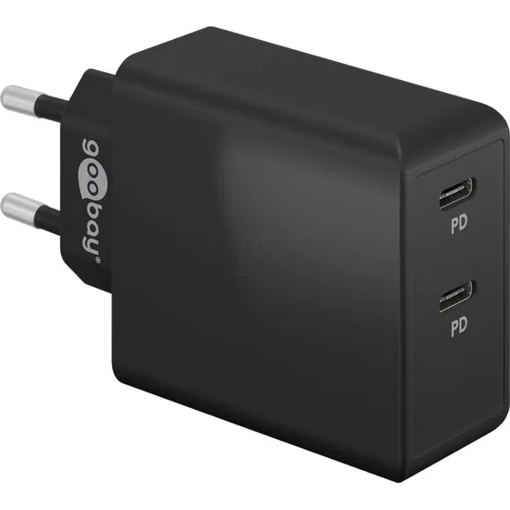 Goobay Dual USB-C PD 36 W snellader zwart