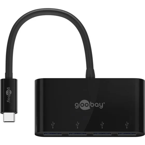 Goobay 4-weg USB-C USB 3.0 multiport adapter zwart