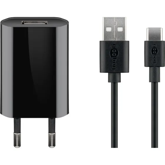 Goobay USB-C opladerset 5W met USB-C kabel 1m (zwart)