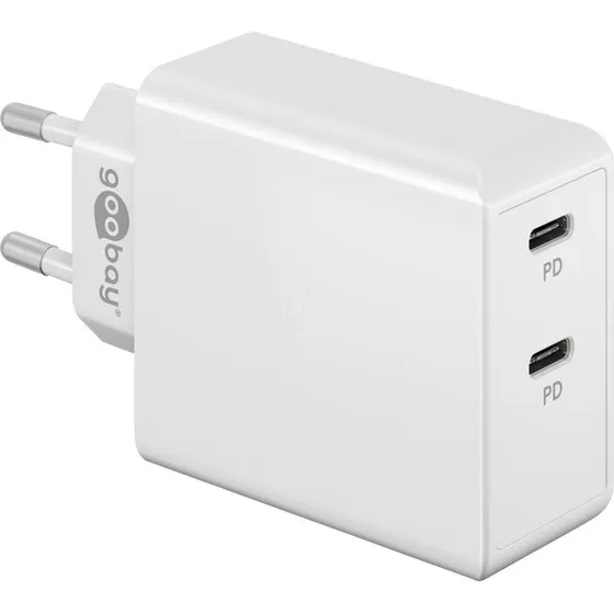 Goobay Dual USB-C PD 36 W Snellader Wit
