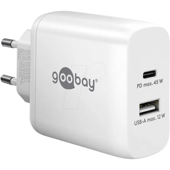 Goobay USB-C PD Dubbele Snellader 45 W Wit